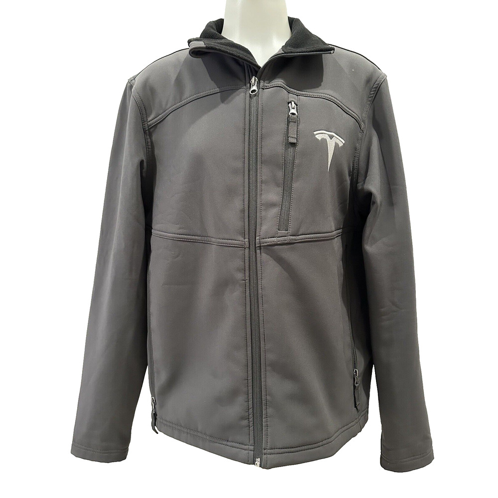 Tesla Jacket Men's Small Softshell Employee Corporate Zip Fleece Lined Gray